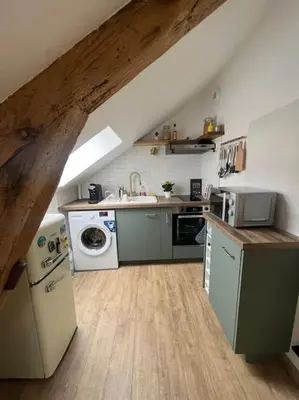 Cuisine ou kitchenette dans l'établissement Studio confortable et fonctionnel proche gare