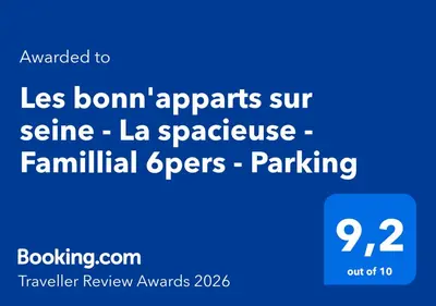 Certificat, récompense, panneau ou autre document affiché dans l'établissement Les bonn'apparts sur seine - La spacieuse - Famillial 6pers - Parking
