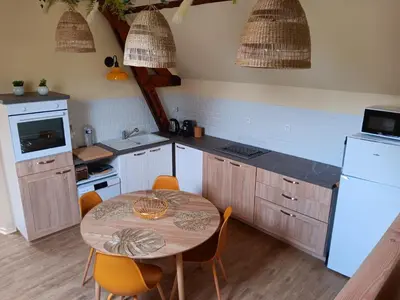 Cuisine ou kitchenette dans l'établissement Gite la pause picarde