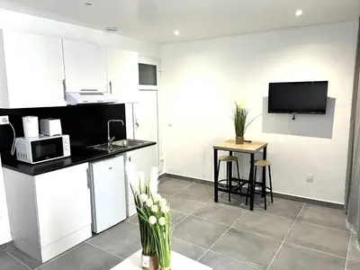 Cuisine ou kitchenette dans l'établissement 2 Studio Cosy Wifi a Meulan