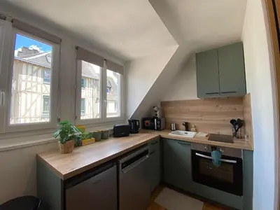 Cuisine ou kitchenette dans l'établissement L'Écrin de Verdure -334