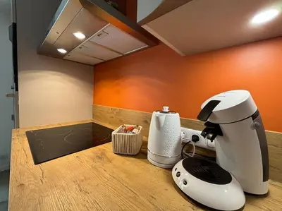 Cuisine ou kitchenette dans l'établissement Cocon Urbain à Saint-Leu-d'Esserent
