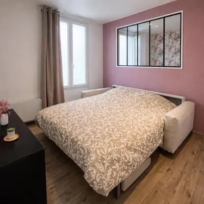Un ou plusieurs lits dans un hébergement de l'établissement Appartement Centre-ville 200m gare Vernon - proche Giverny