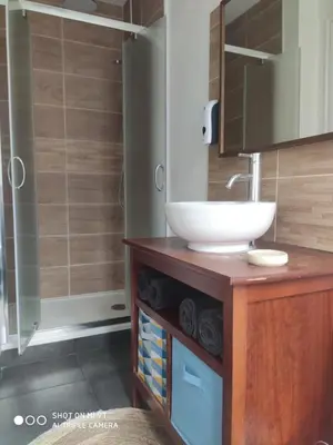 Salle de bains dans l'établissement Chaleureux T2 au style VINTAGE - rue gratuite