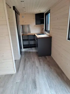 Cuisine ou kitchenette dans l'établissement l'escale de Normandie
