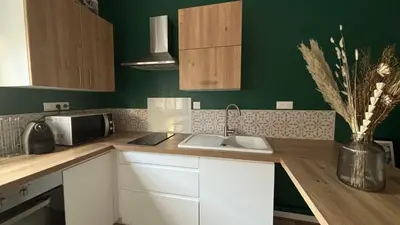 Cuisine ou kitchenette dans l'établissement Appartement proche gare avec garage