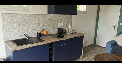 Cuisine ou kitchenette dans l'établissement STUDIO VACANCES vue sur Mont Joli Bois
