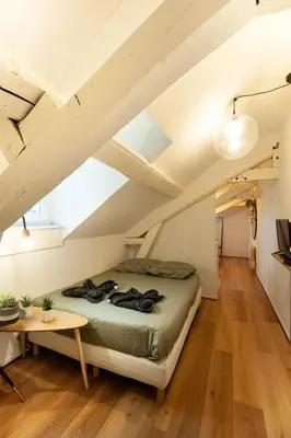 Un ou plusieurs lits dans un hébergement de l'établissement Le Loft - studio en Hypercentre - Cathédrale