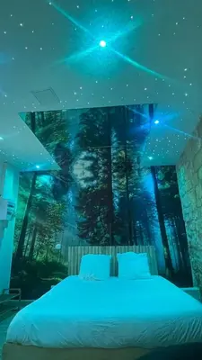 Un ou plusieurs lits dans un hébergement de l'établissement Suite Yao avec jacuzzi Montataire YaoSpa60