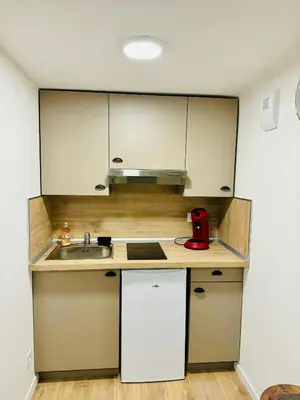Cuisine ou kitchenette dans l'établissement Rez-de-jardin équipé