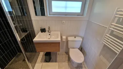 Salle de bains dans l'établissement Gite dans une maison normande