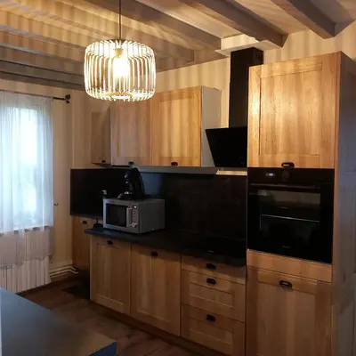 Cuisine ou kitchenette dans l'établissement La ferme des aristochats