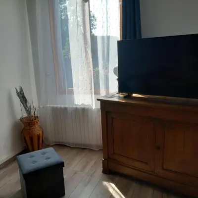 Télévision ou salle de divertissement dans l'établissement La ferme des aristochats