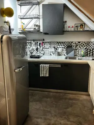 Cuisine ou kitchenette dans l'établissement Duplex à Senlis