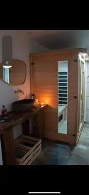 Cuisine ou kitchenette dans l'établissement Loveroom himeros, gîte de charme avec spa
