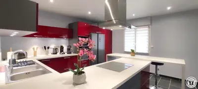 Cuisine ou kitchenette dans l'établissement Le gite du bois colin