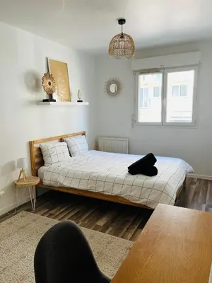 Un ou plusieurs lits dans un hébergement de l'établissement Le Renard - Logement calme avec parking