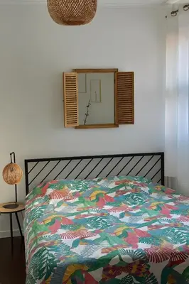 Un ou plusieurs lits dans un hébergement de l'établissement 1h10 de Paris, maison de campagne avec piscine chauffée et Jacuzzi
