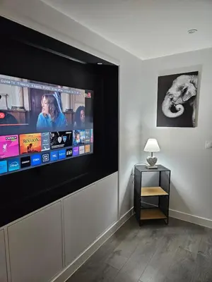 Télévision ou salle de divertissement dans l'établissement Le Cocon de Marine