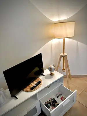 Télévision ou salle de divertissement dans l'établissement Appartement L Escale à Tillé
