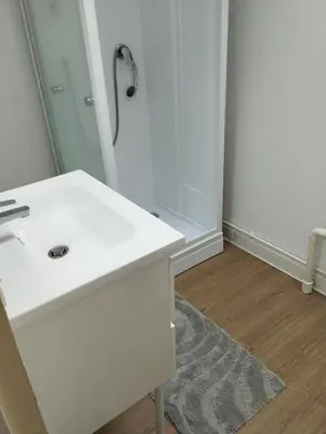 Salle de bains dans l'établissement Appartement Cosy proche de Rouen