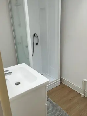 Salle de bains dans l'établissement Appartement Cosy proche de Rouen