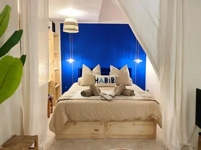 Un ou plusieurs lits dans un hébergement de l'établissement La Suite Beldi Crush, Cosy & Hypercenter