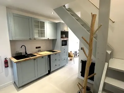 Cuisine ou kitchenette dans l'établissement Appartement cosy N3 à 3 min de Giverny