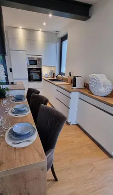 Cuisine ou kitchenette dans l'établissement La Villa Oswar Wilde