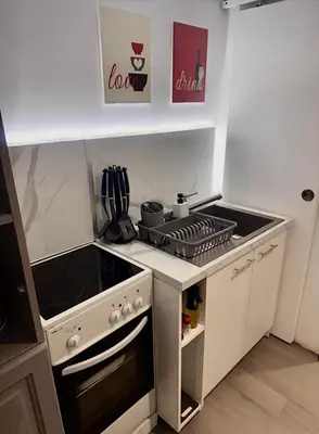 Cuisine ou kitchenette dans l'établissement Dépendance cosy près de Paris
