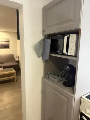 Cuisine ou kitchenette dans l'établissement Dépendance cosy près de Paris