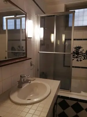 Salle de bains dans l'établissement Maison sculptée