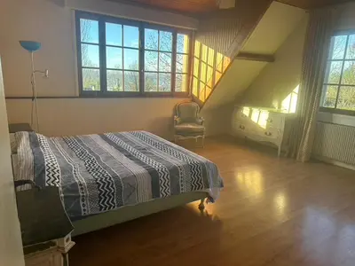 Un ou plusieurs lits dans un hébergement de l'établissement Grande Maison dans la nature et le calme