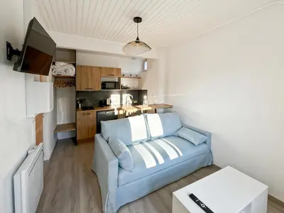 Cuisine ou kitchenette dans l'établissement Studio Douceur Marine