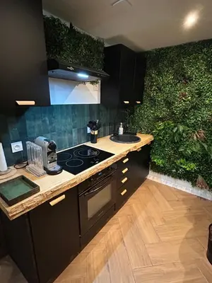 Cuisine ou kitchenette dans l'établissement La Balinaise, a Normandy getaway