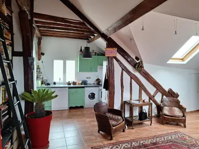 Cuisine ou kitchenette dans l'établissement Les toits de Mantes