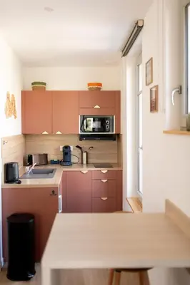 Cuisine ou kitchenette dans l'établissement Studio Lucien - Villa Bon Accueil proche mer