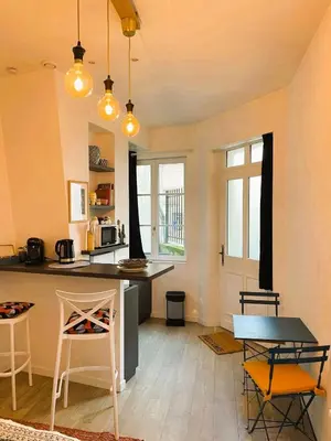 Cuisine ou kitchenette dans l'établissement La Petite Jeannette Studio