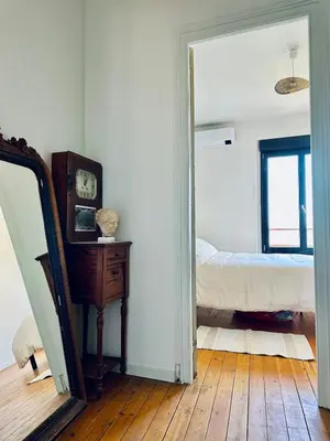 Un ou plusieurs lits dans un hébergement de l'établissement Villa Valentine terrasse vue Mer & Falaises