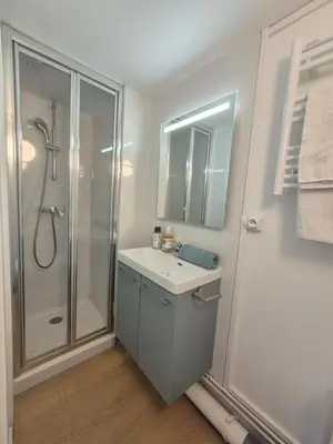 Salle de bains dans l'établissement Studio Rouen Centre Historique 2 Personnes L'Olive