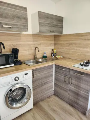 Cuisine ou kitchenette dans l'établissement Charmant studio équipé à Elbeuf