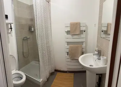 Salle de bains dans l'établissement Montblanc