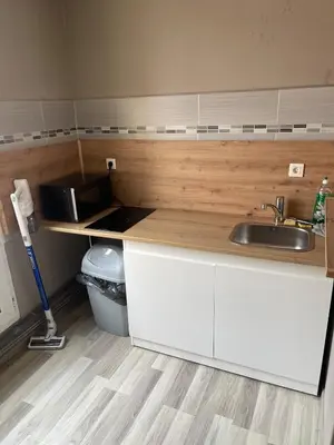 Cuisine ou kitchenette dans l'établissement Studio spacieux