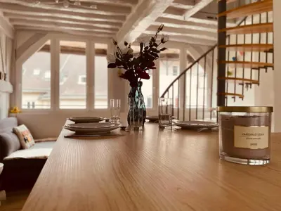 Coin salon dans l'établissement Notre coin secret - Jolie duplex au fil du Robec - 386