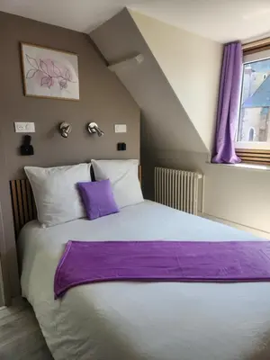 Un ou plusieurs lits dans un hébergement de l'établissement chambre mauve