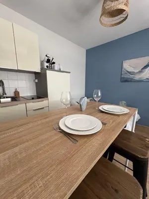 Cuisine ou kitchenette dans l'établissement Le Santorini - Proche cathédrale