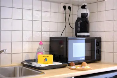 Cuisine ou kitchenette dans l'établissement Rouen Gare - Petit studio cosy - Climatisation