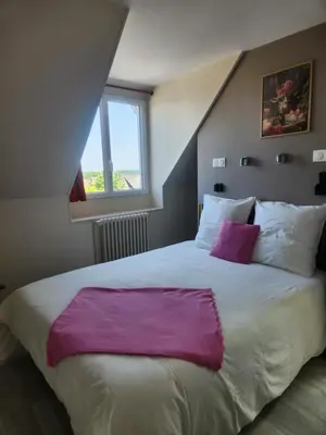 Un ou plusieurs lits dans un hébergement de l'établissement chambre rose