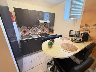 Cuisine ou kitchenette dans l'établissement T2 Ambiance Savane - hyper centre