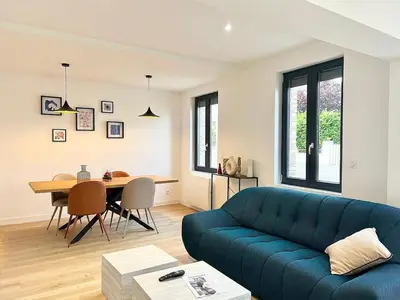 Coin salon dans l'établissement Le Design proche de la mer
